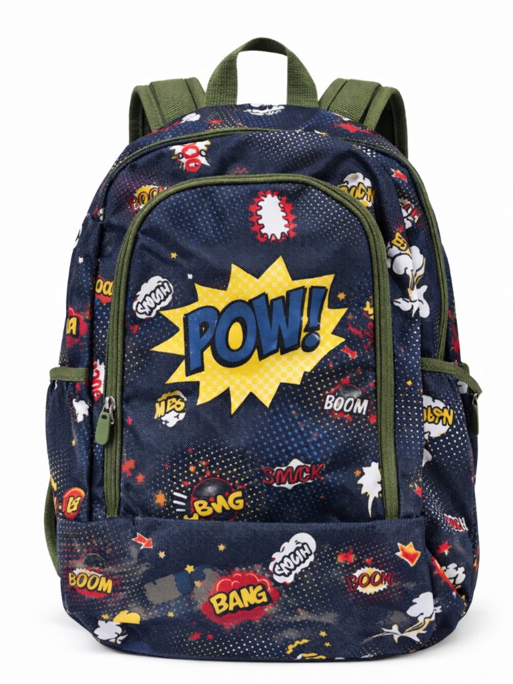 Comic Book Pop Art POW Print Backpack Navy Olive Novelty Vintage Aesthetic